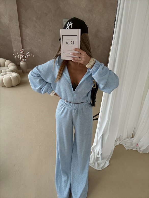 Komplet 2w1 Creft z wełną błękitny 