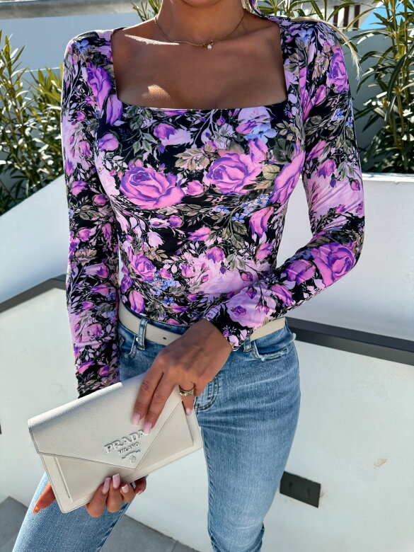 Body Ramo De Rosas fioletowo-czarne 