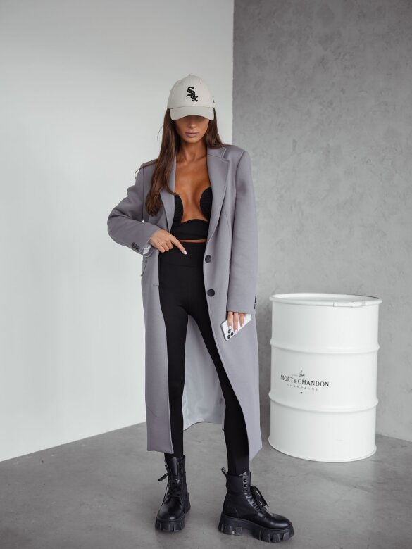 Płaszcz London long dresowy stalowy 