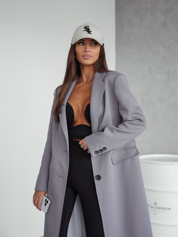 Płaszcz London long dresowy stalowy 