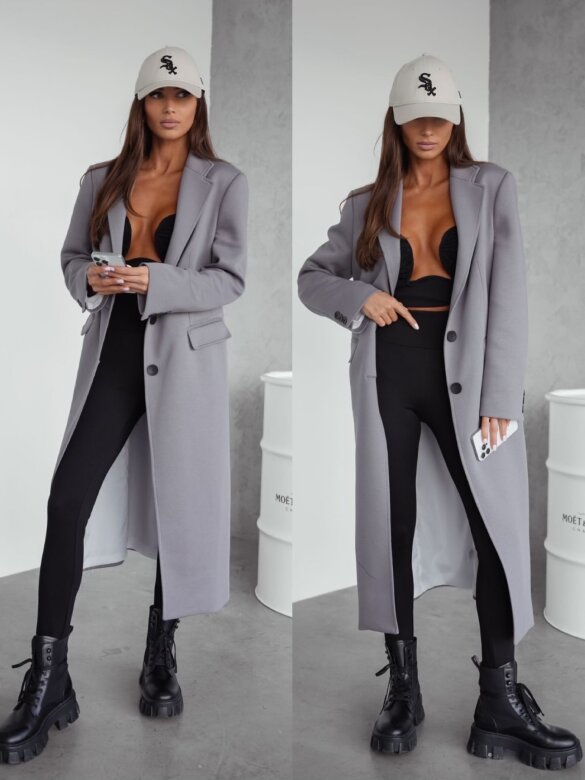 Płaszcz London long dresowy stalowy 