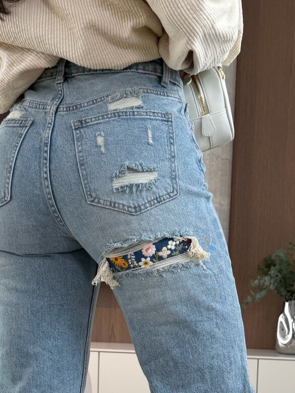 Spodnie Velore jeans jasnoniebieskie