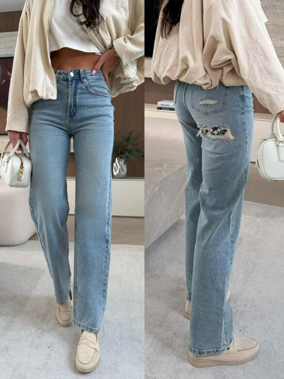 Spodnie Velore jeans jasnoniebieskie