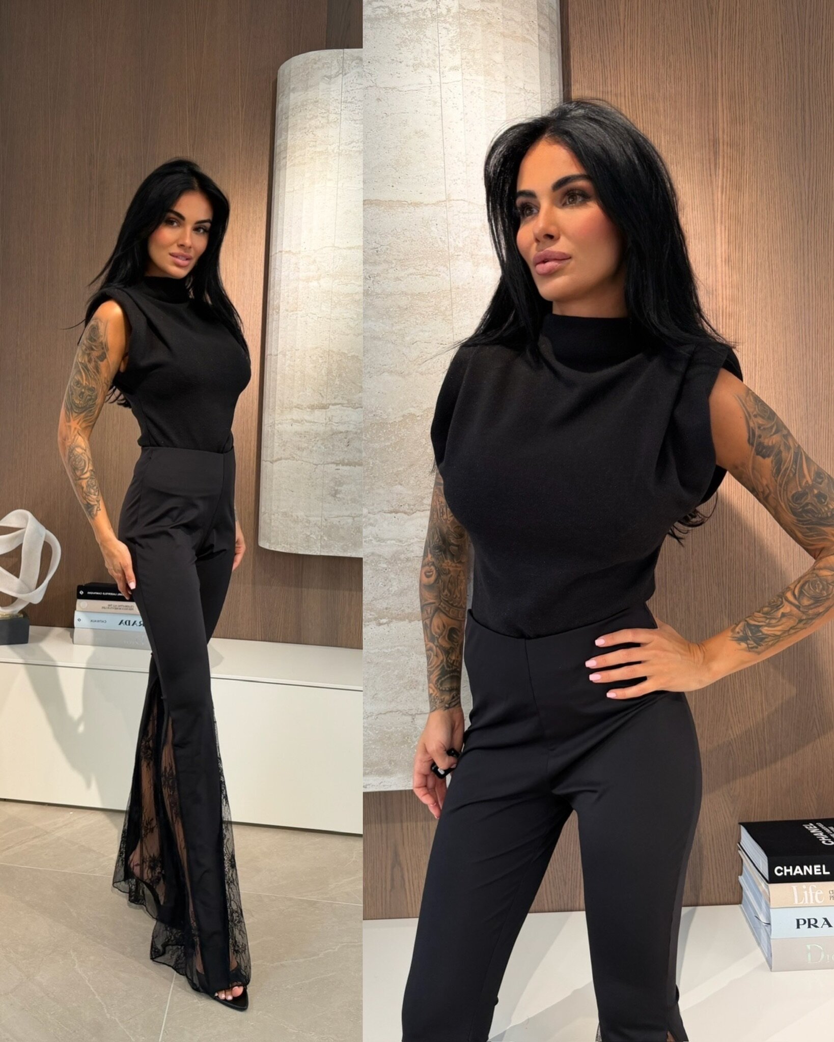 Sweter Jensen short błyszczący czarny