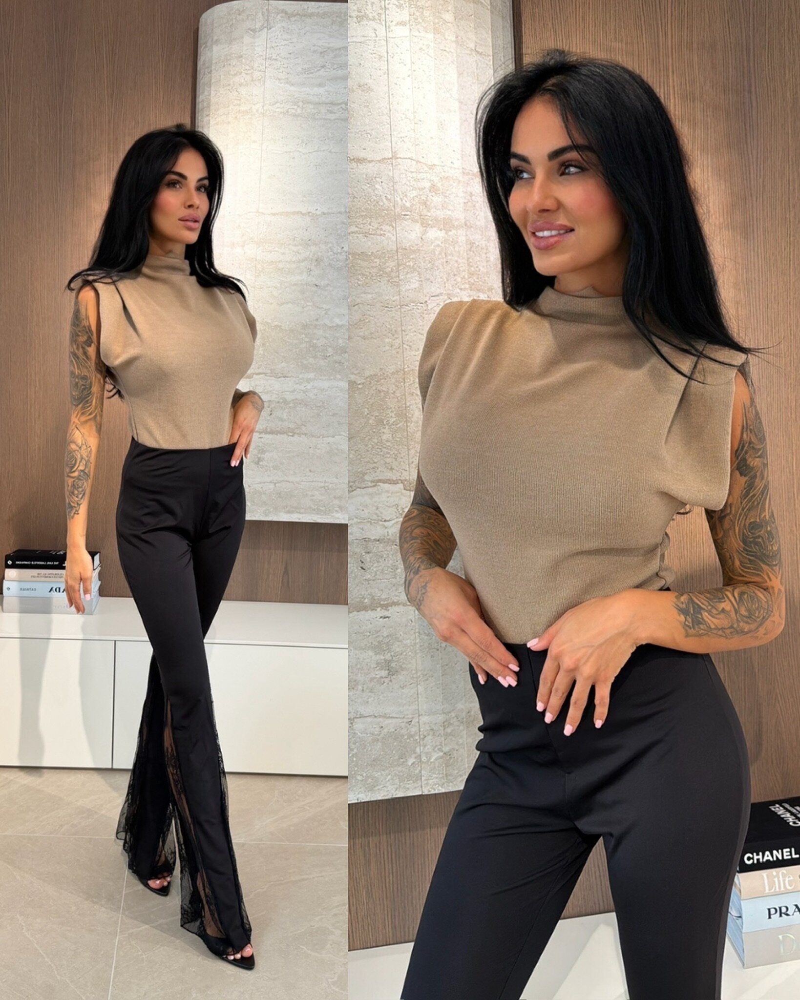 Sweter Jensen short błyszczący jasnobeżowy