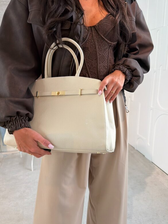 Torebka Verde skóra naturalna jasnobeżowa