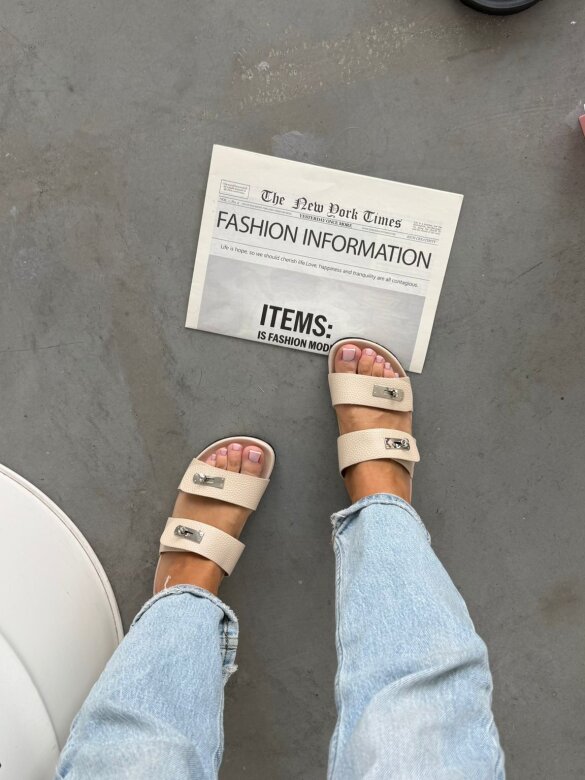 Flip-flops Solvante eco leather light beige