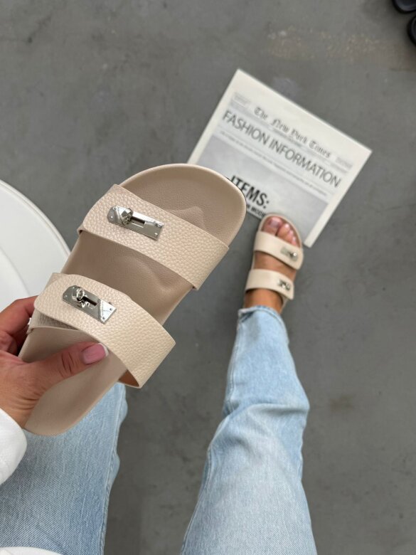 Flip-flops Solvante eco leather light beige