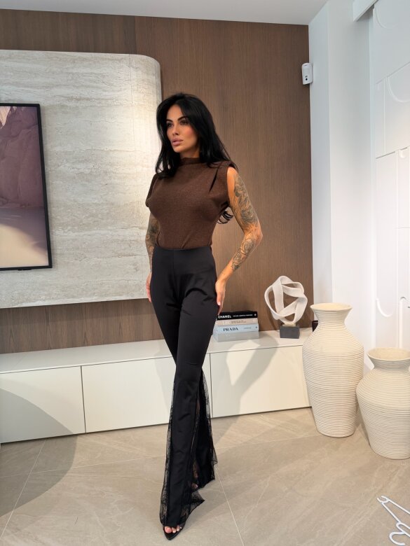 Sweter Jensen short błyszczący czekoladowy