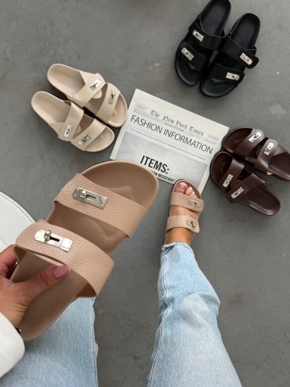 Flip-flops Solvante eco leather nude 