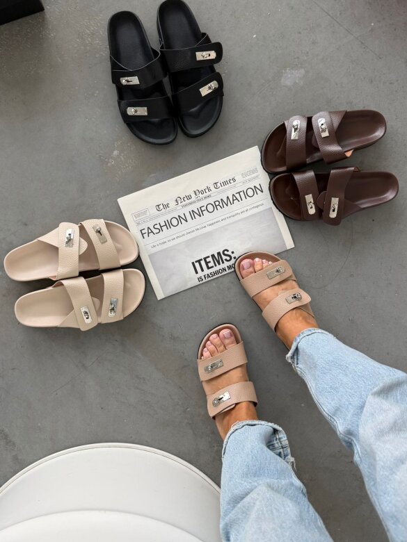 Flip-flops Solvante eco leather nude 