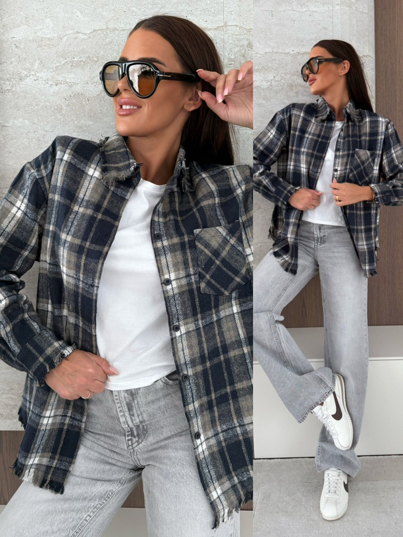 Koszula Flaris granatowo-biała 