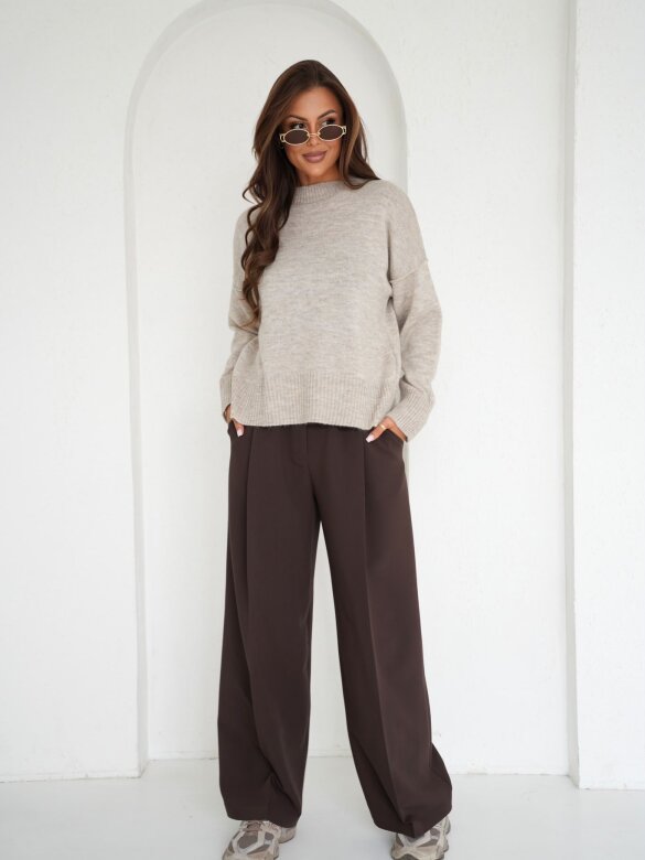 Sweter Celles z wełną i moherem beżowy 