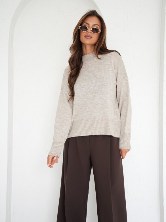 Sweter Celles z wełną i moherem beżowy 