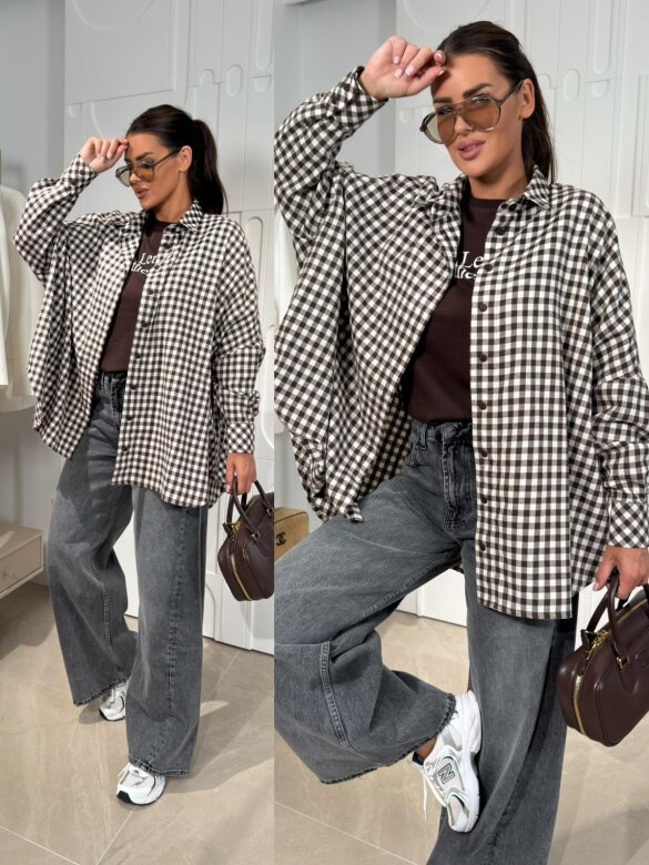 Shirt Easy Wear white-brown