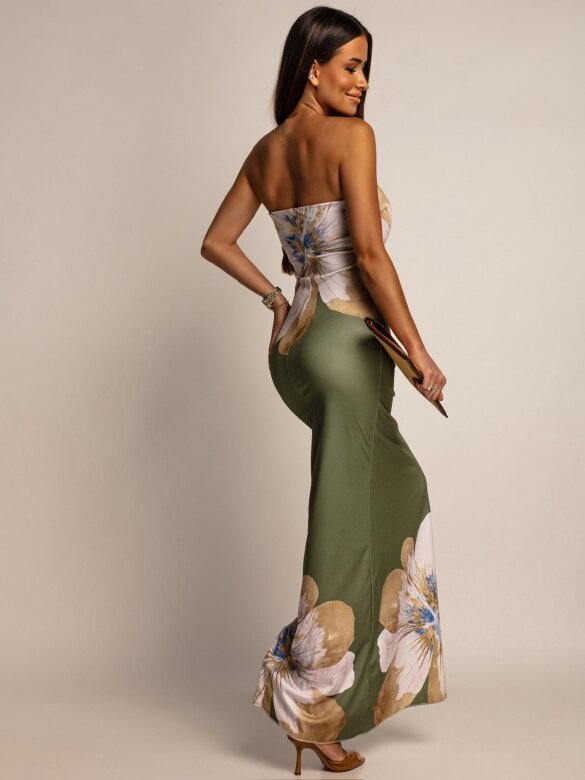 Sukienka Maison Rose z kwiatem khaki 