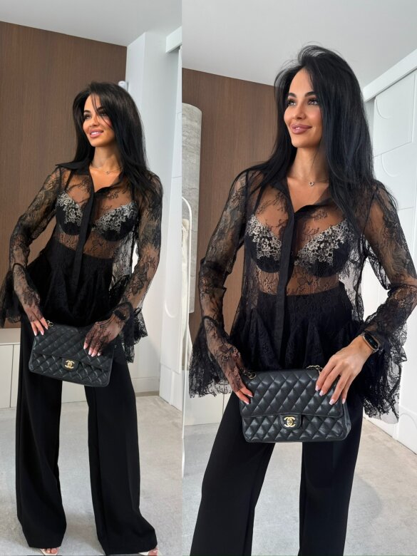 Bluzka Shadow koronkowa czarna