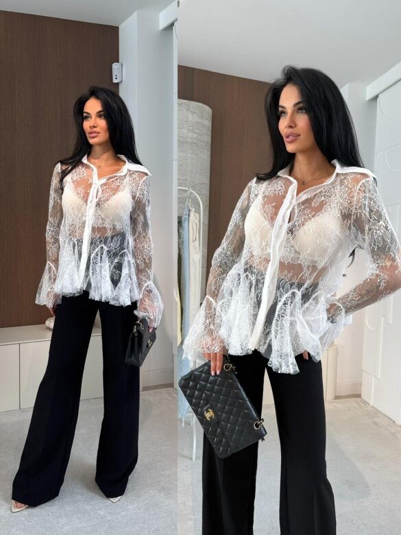 Bluzka Shadow koronkowa biała