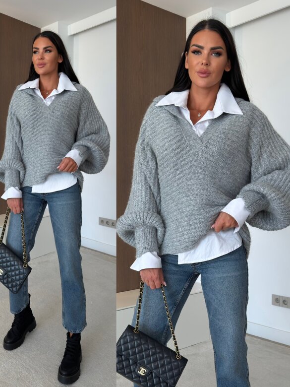 Sweater Cayen with wool grey