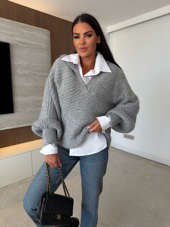 Sweater Cayen with wool grey