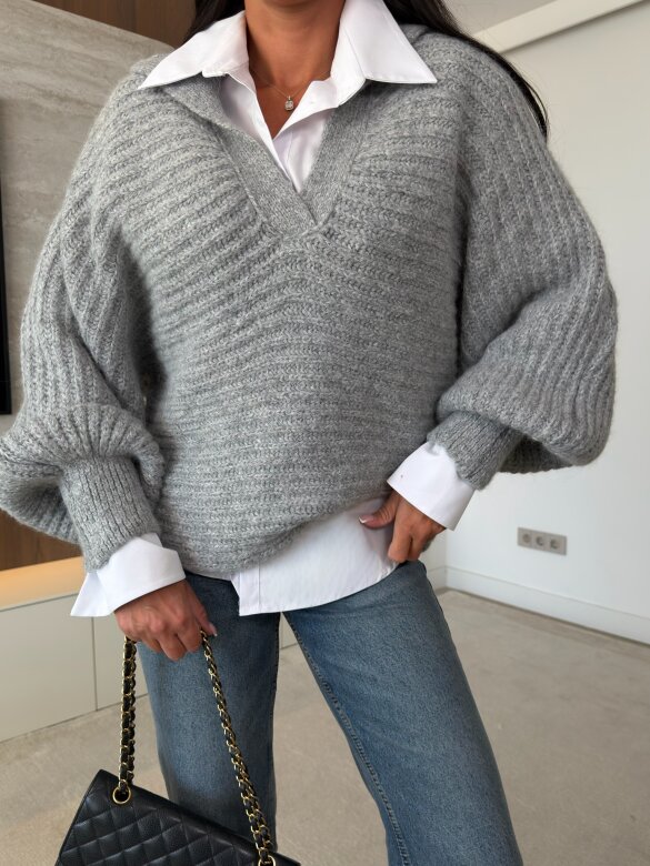 Sweater Cayen with wool grey