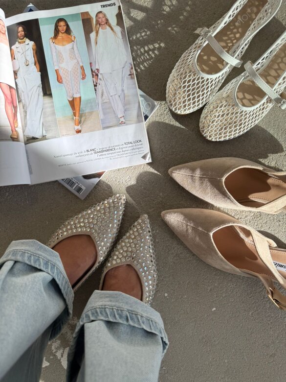 Baleriny Antii z odkrytą piętą jasnobeżowe