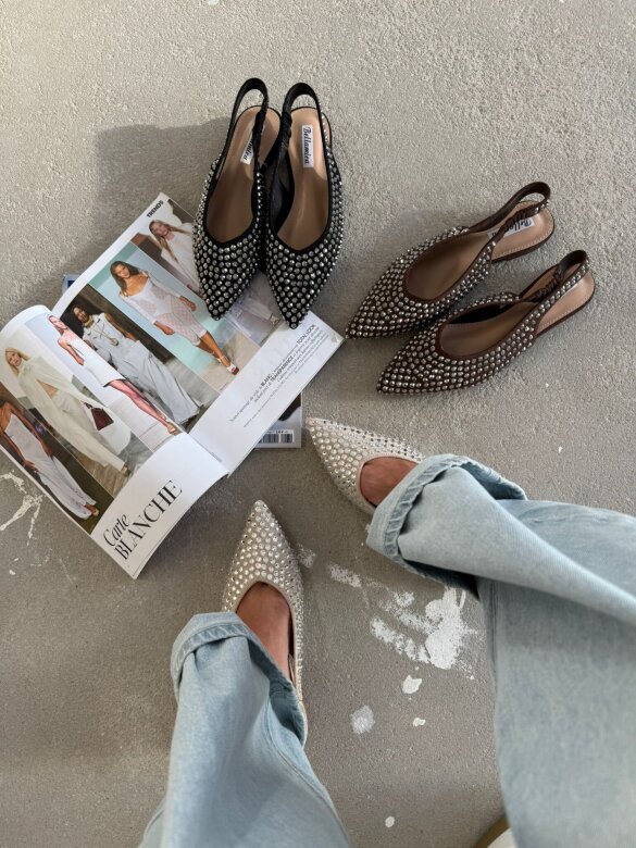 Baleriny Antii z odkrytą piętą jasnobeżowe