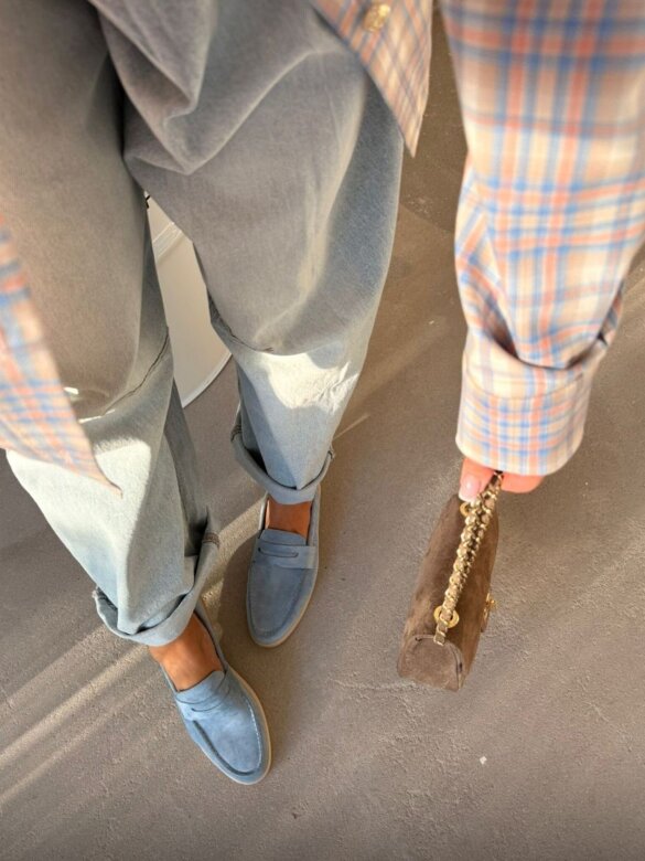 Mokasyny Select eko zamsz błękitne 