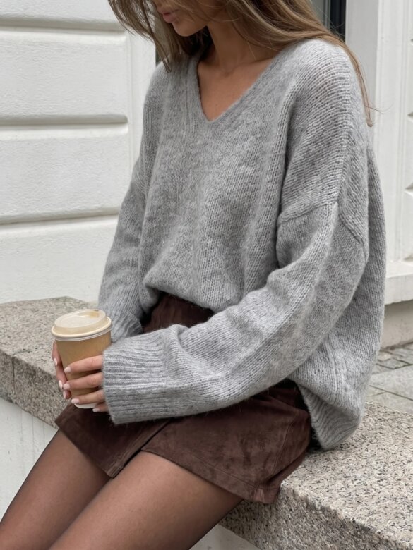 Sweter Lotty z wełną i alpaką szary 