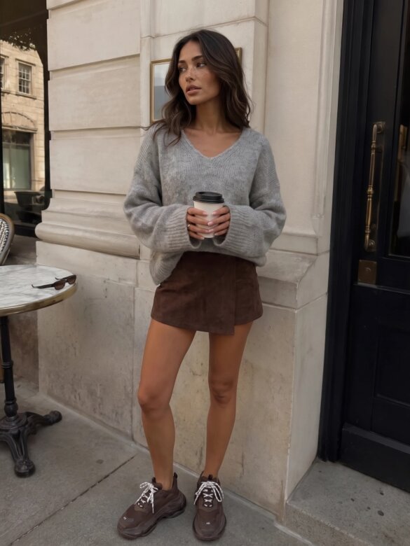 Sweter Lotty z wełną i alpaką szary 