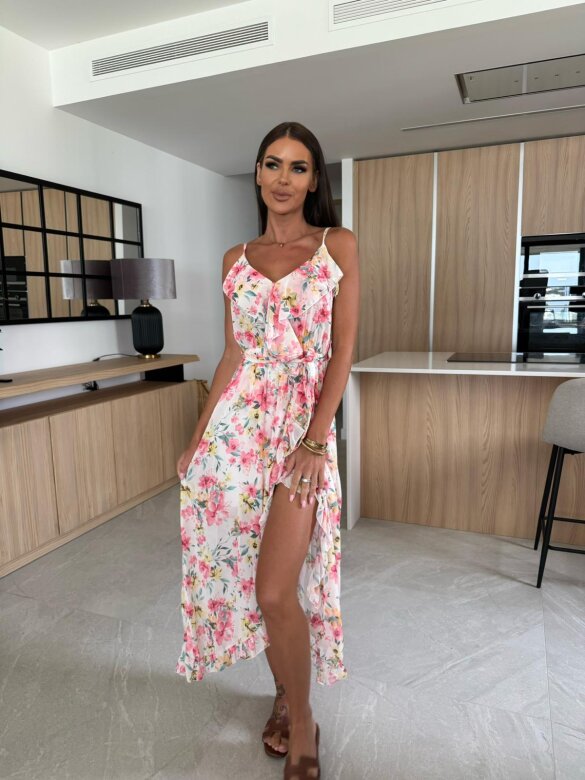 Sukienka Anabel maxi ecru-żółta