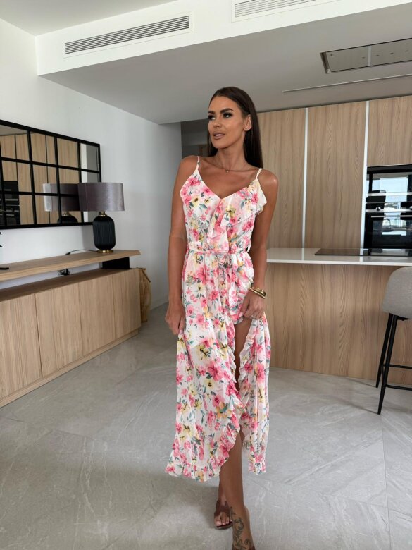 Sukienka Anabel maxi ecru-żółta
