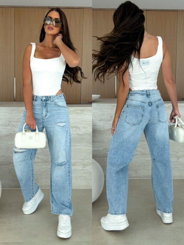 Spodnie Collier jeans jasnoniebieskie