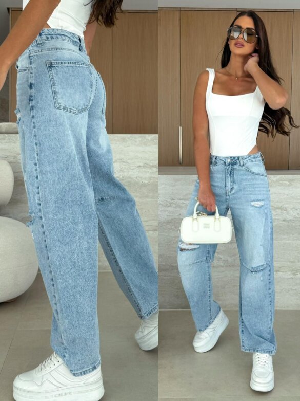 Spodnie Collier jeans jasnoniebieskie