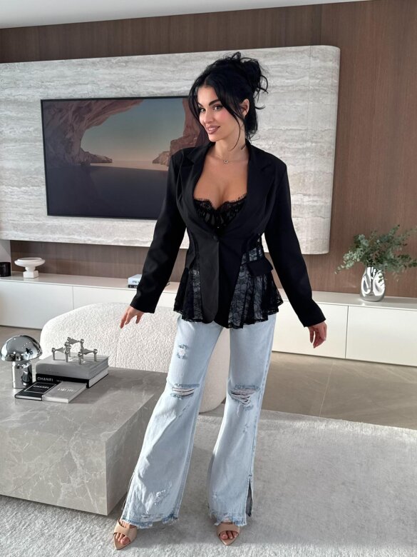 Marynarka Lucea z koronką czarna