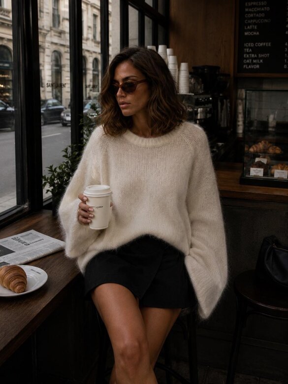 Sweter Vicky z wełną i alpaką ecru 
