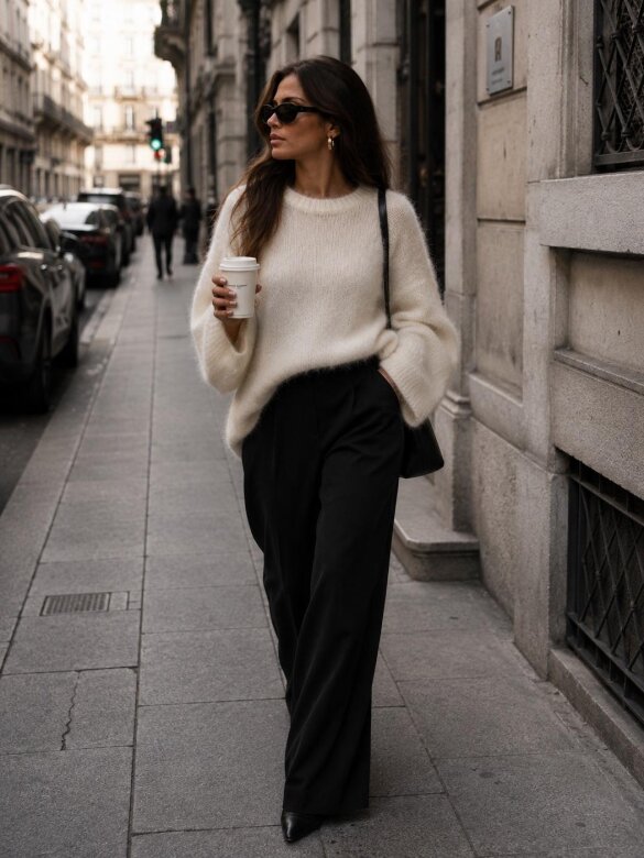 Sweter Vicky z wełną i alpaką ecru 