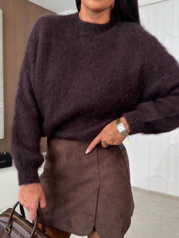 Sweter Elies z moherem i wełną śliwkowy 