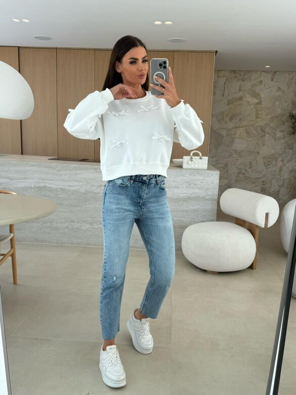 Bluza Excellent z kokardkami biała