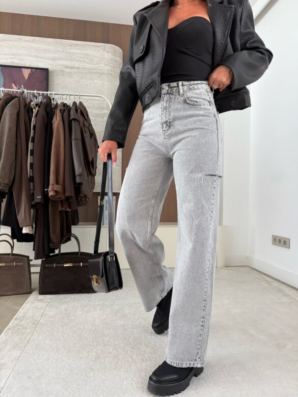 Spodnie Romi jeans jasnoszare 