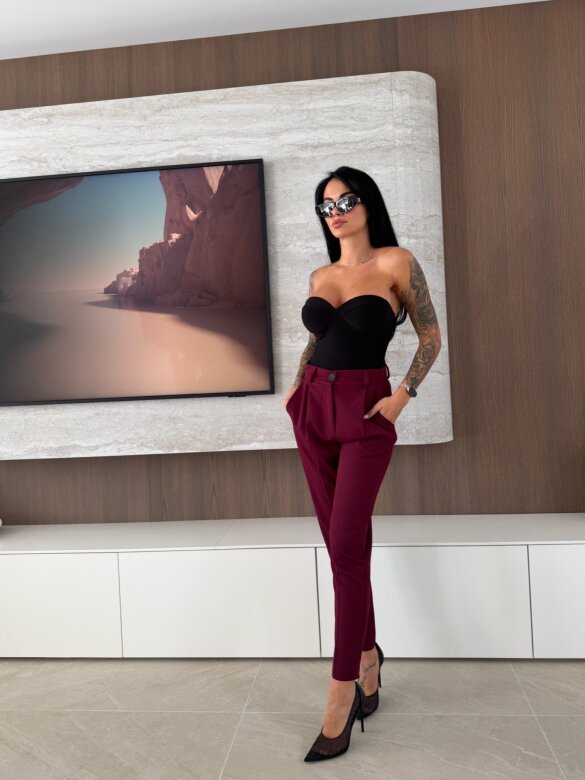 Spodnie Verdas cygaretki bordowe 