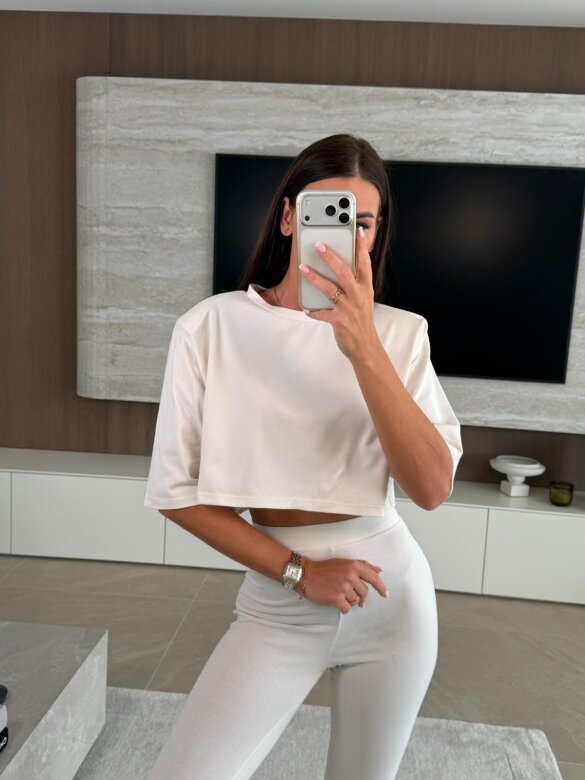 Crop Top Comfort Zone z poduszkami jasnobeżowy 