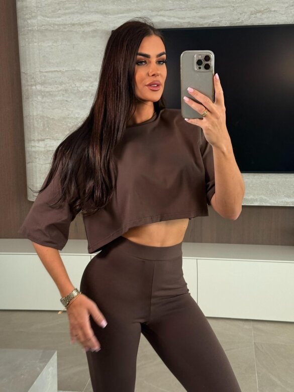 Crop Top Comfort Zone z poduszkami czekoladowy