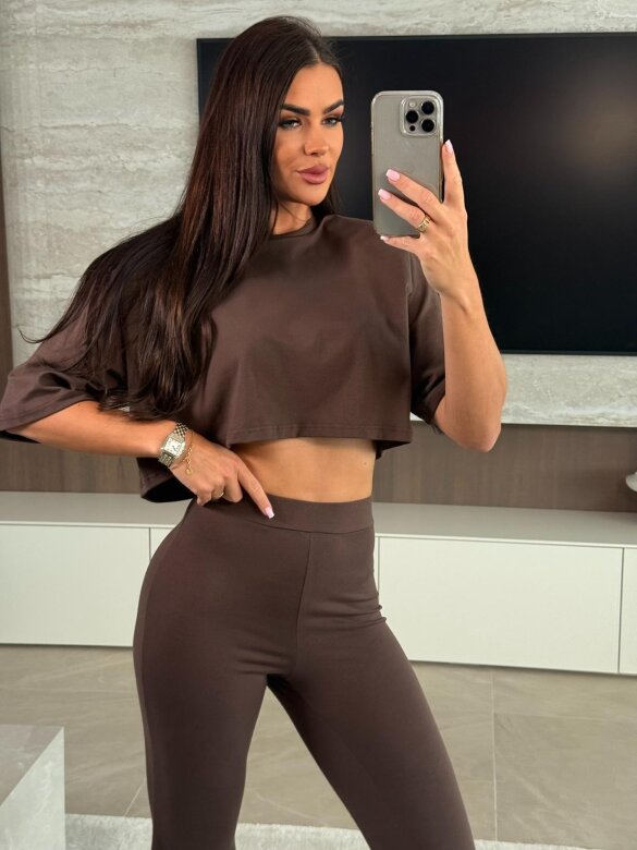 Crop Top Comfort Zone z poduszkami czekoladowy
