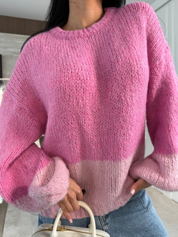 Sweter Lunni z domieszką wełny różowo-pudrowy