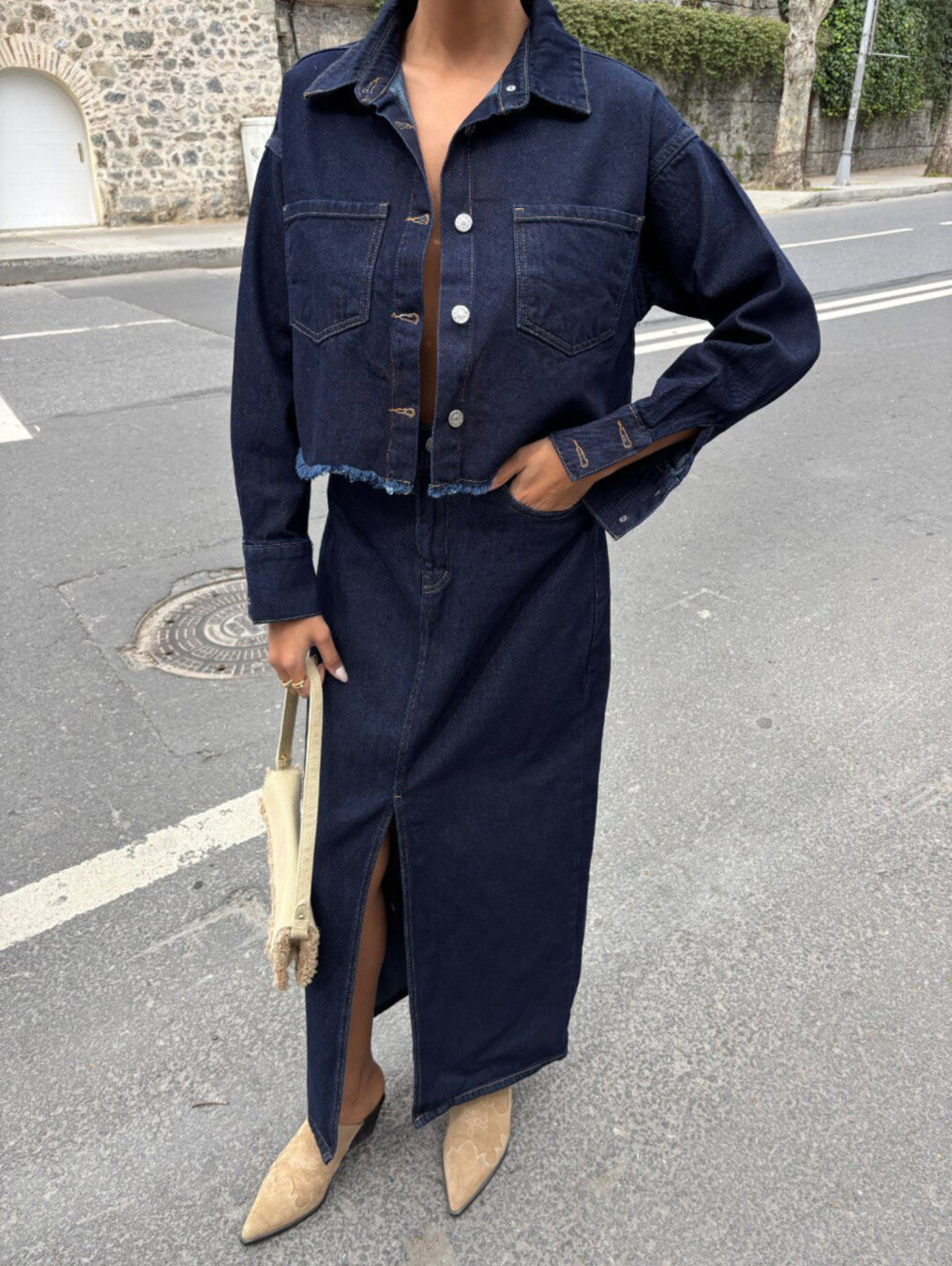 Komplet 2w1 Clare jeans ciemnoniebieski