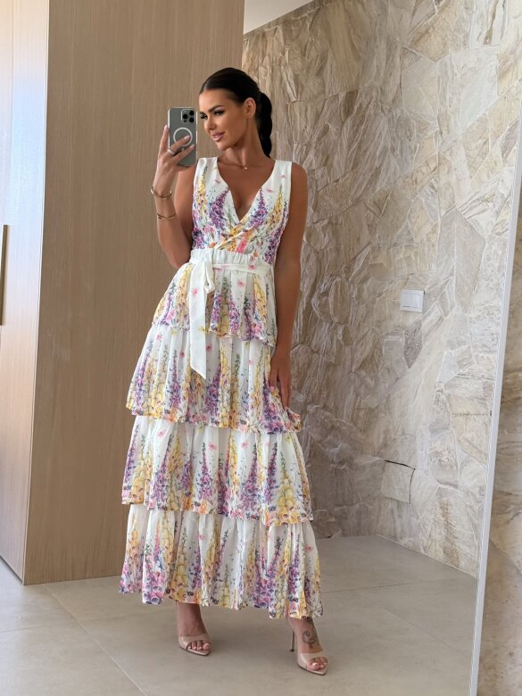 Sukienka Flea maxi w kwiaty biała