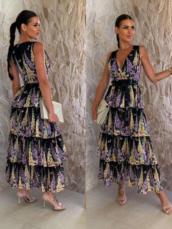 Sukienka Flea maxi w kwiaty czarna 