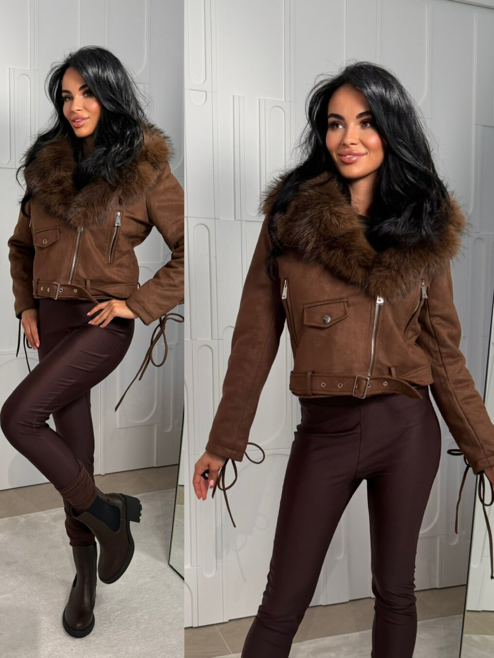 Jacket Perrie suede chocolate | Varlesca