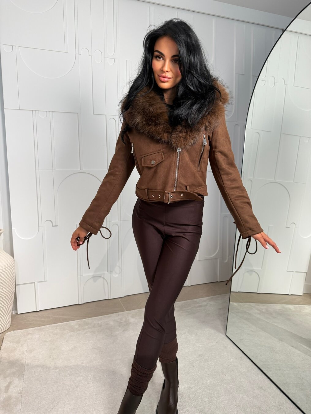 Jacket Perrie suede chocolate | Varlesca